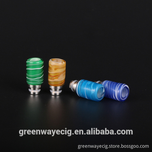 Hottest selling 510 art glass drip tip wide bore drip tip with stainless steel base and color ribbon pattern in stock